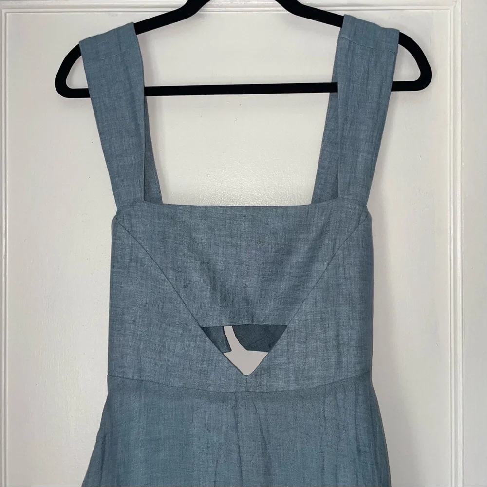 NWT Rumer (Anthropologie) 100% Linen Mia Maxi Dress Liberty Blue/Green Sm ($349) - Picture 8 of 13